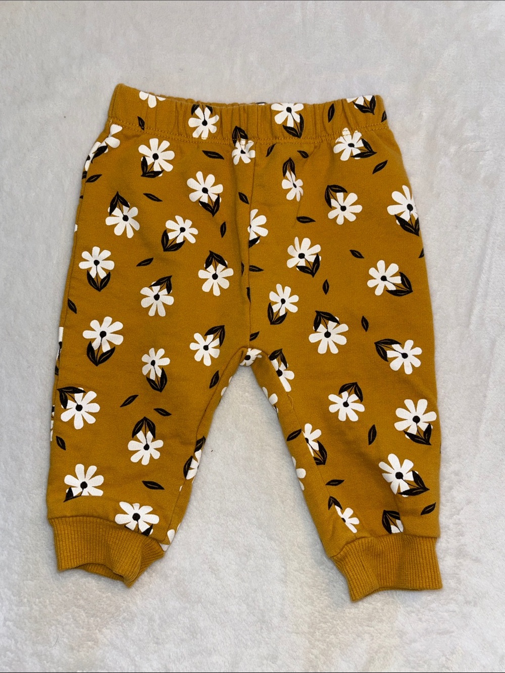 PL Baby Kids Mustard Floral Jogger Pants with Elastic Waistband 6 months baby